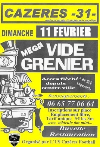 Affiche de présentation du vide grenier organisé par l'ASC football de Cazères sur garonne